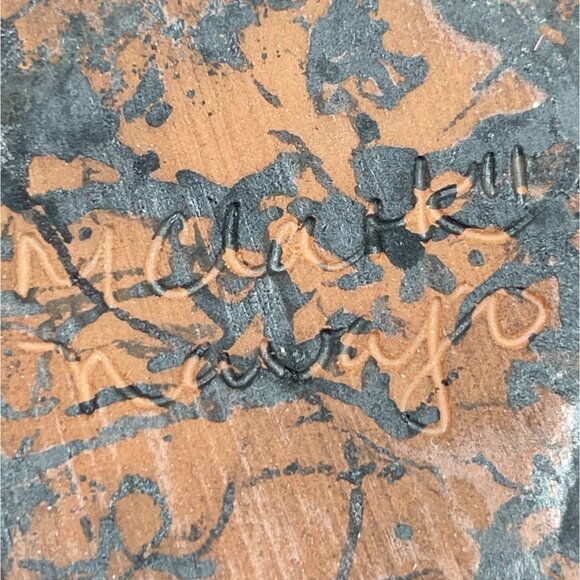 Native American Etched Horse Hair Pottery Vase Signed M Clark Navajo - Picture 5 of 14